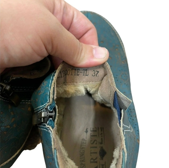 L'Artiste Womens Petrol Blue Libootie Hand Painted Ankle Boots US 6 - Picture 5 of 7